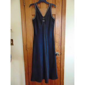 Jones New York Women's Slip Dress Sz Large Black/White Piping 100% Polyester